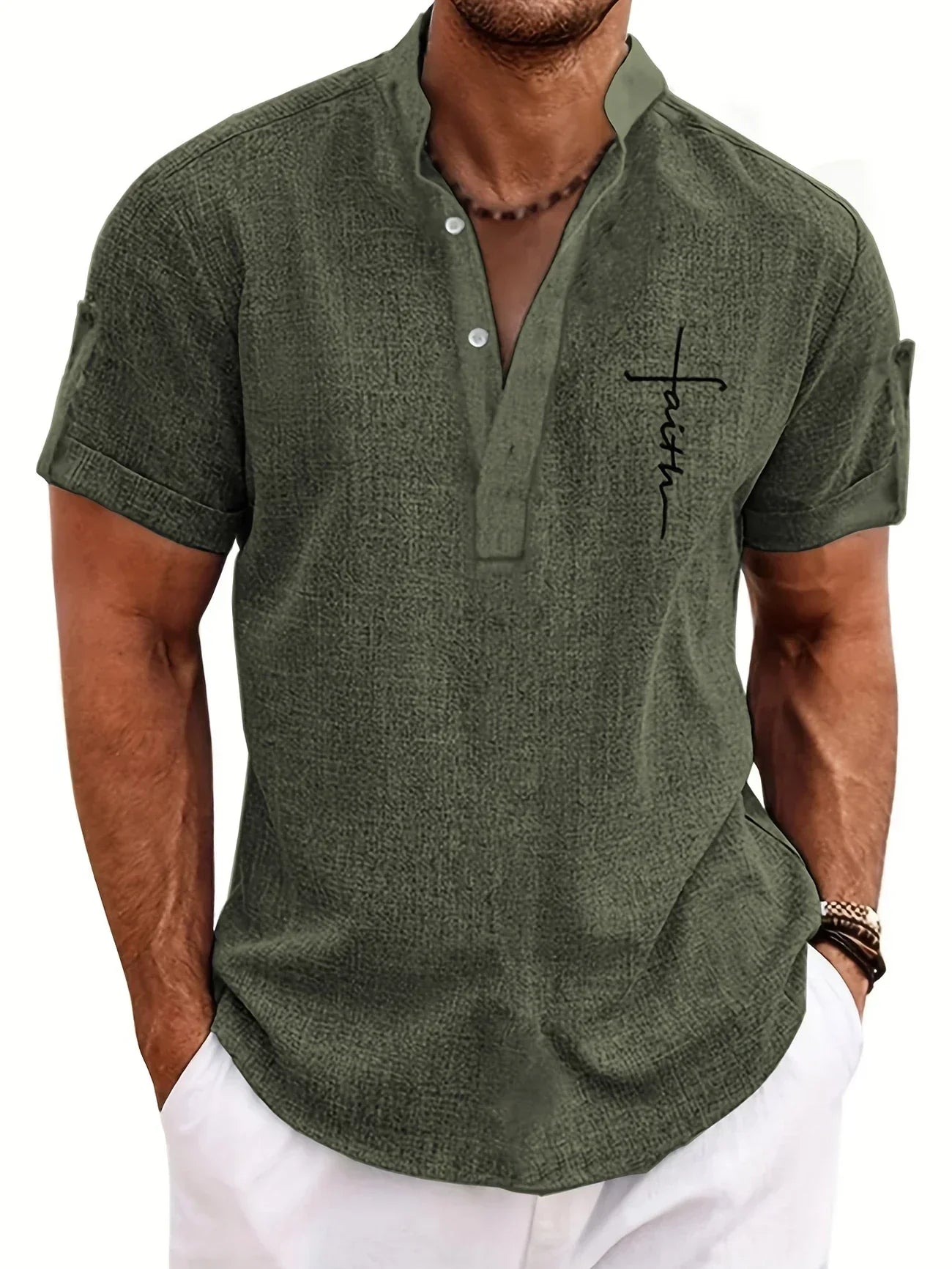 Hayes™ Elegant Short Sleeve High Collar Shirt