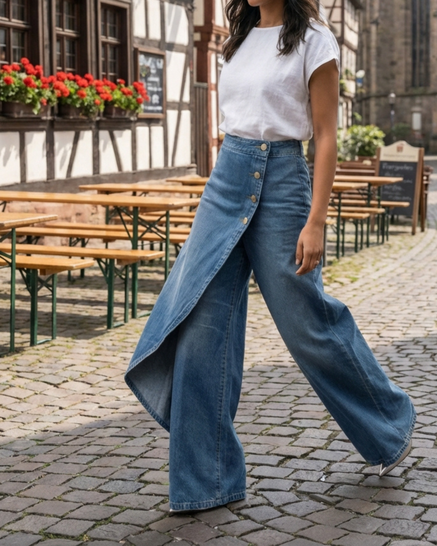 Quenira™ Wrap Denim Pants with Flattering Fit