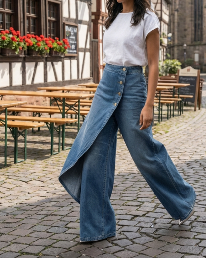 Quenira™ Wrap Denim Pants with Flattering Fit