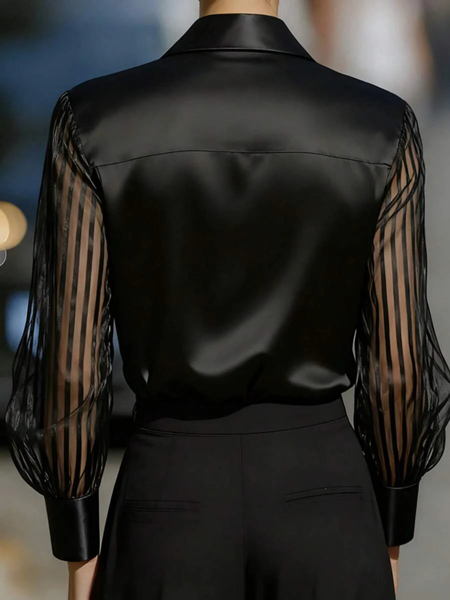 Ellery™ Elegant Blouse with Transparent Sleeves