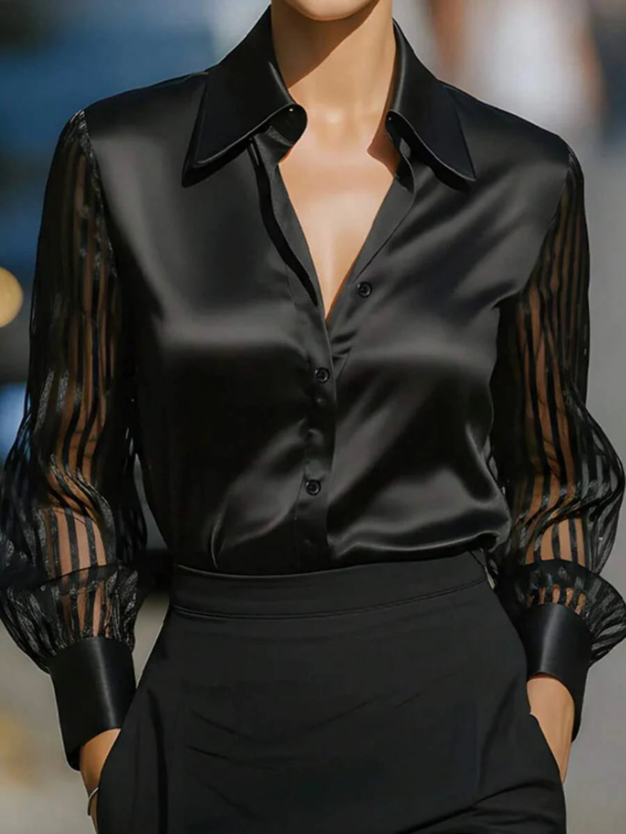 Ellery™ Elegant Blouse with Transparent Sleeves