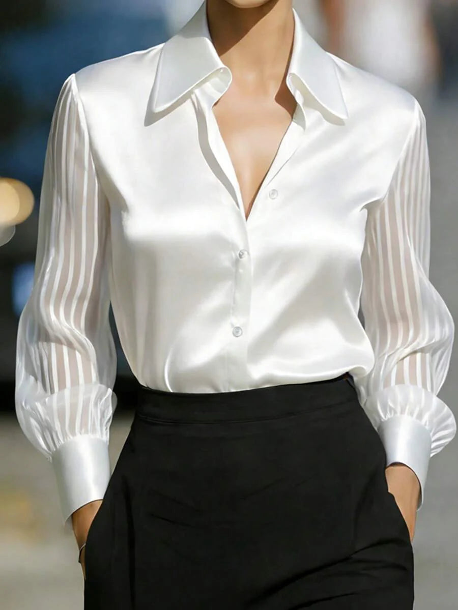 Ellery™ Elegant Blouse with Transparent Sleeves