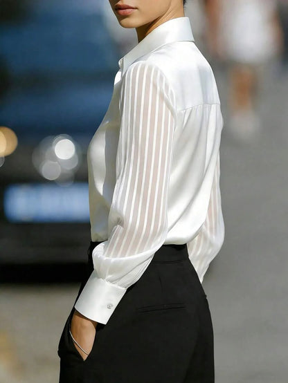 Ellery™ Elegant Blouse with Transparent Sleeves