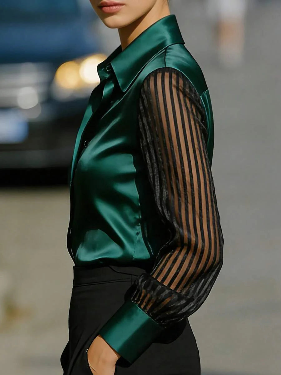 Ellery™ Elegant Blouse with Transparent Sleeves