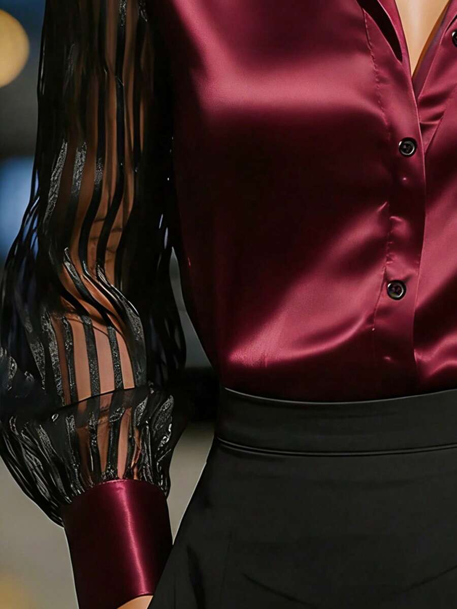 Ellery™ Elegant Blouse with Transparent Sleeves