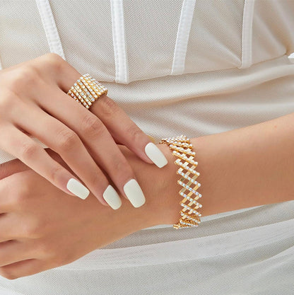Carys™ Elegant Gold Finish Ring and Bracelet Set