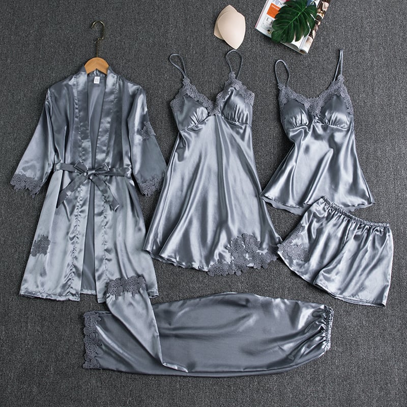 Rosmira™ Luminous Silk Night Set Five Pieces