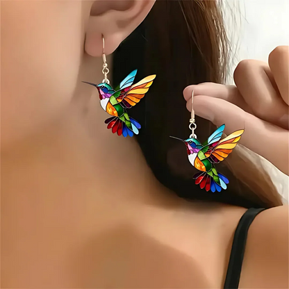 Vaila™ Rainbow Hummingbird Necklace + Matching Earrings as a Gift