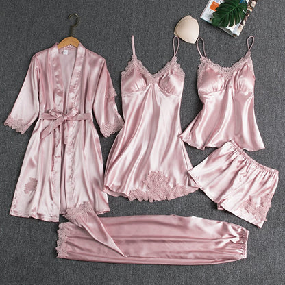 Rosmira™ Luminous Silk Night Set Five Pieces