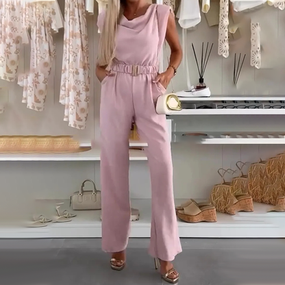 Kaia™ Sleeveless Jumpsuit with Draped Neckline and Pockets