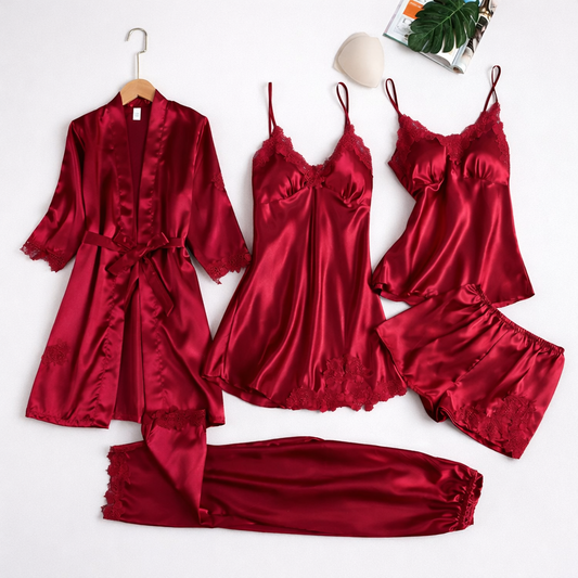 Rosmira™ Luminous Silk Night Set Five Pieces