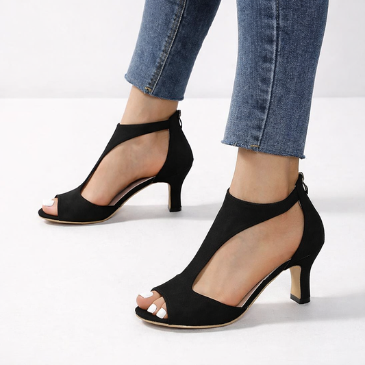 Alouettea™ Curved Side Cut Peep Toe Heels