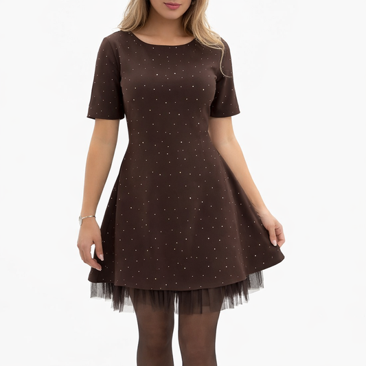 Rovienna™ Short Dress with Lace and Sophisticated Shine