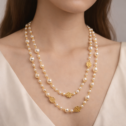 Darivienne™ Elegant Pearl Necklace with Gold Chain