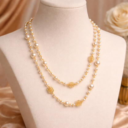 Darivienne™ Elegant Pearl Necklace with Gold Chain