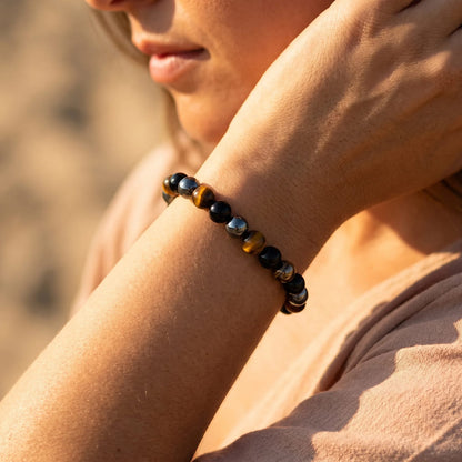 Caryra™ "3 Protections" Bracelet in Tiger's Eye, Hematite, and Black Obsidian