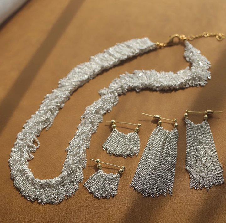 Ursa™ Earrings, Necklace, Bracelet with Cascading Fringe
