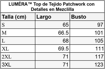 LUMÉRA™ Patchwork Fabric Top with Denim Details