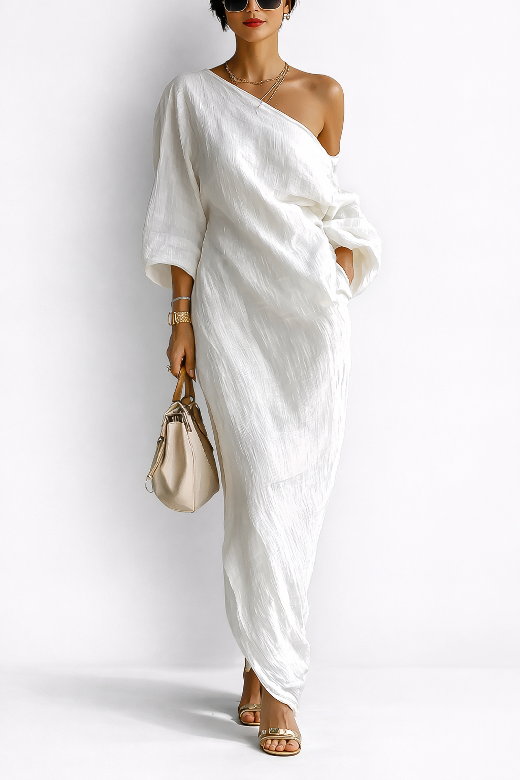 Linoretta™ Elegant One-Shoulder Maxi Dress with Flowing Fall