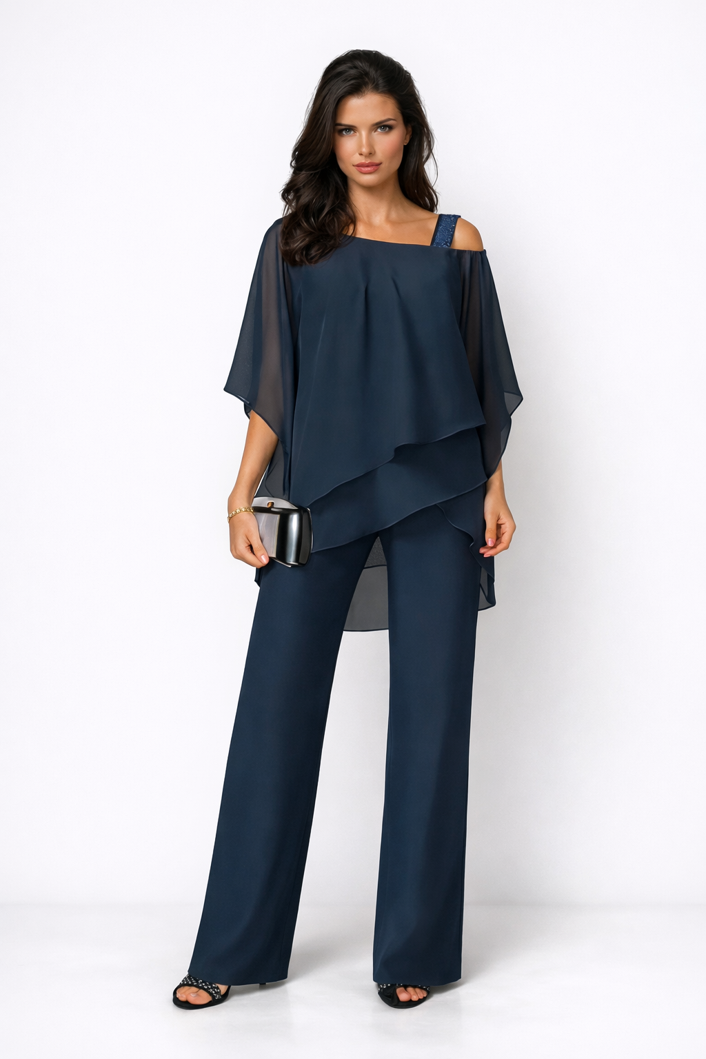 Orosette™ Modern asymmetrical top and wide-leg pants set