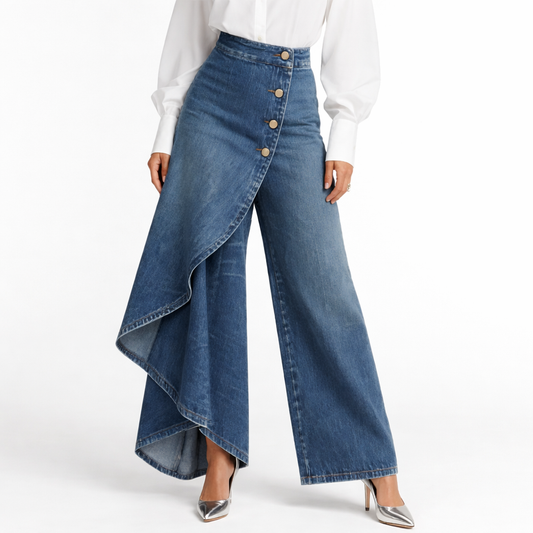 Quenira™ Wrap Denim Pants with Flattering Fit