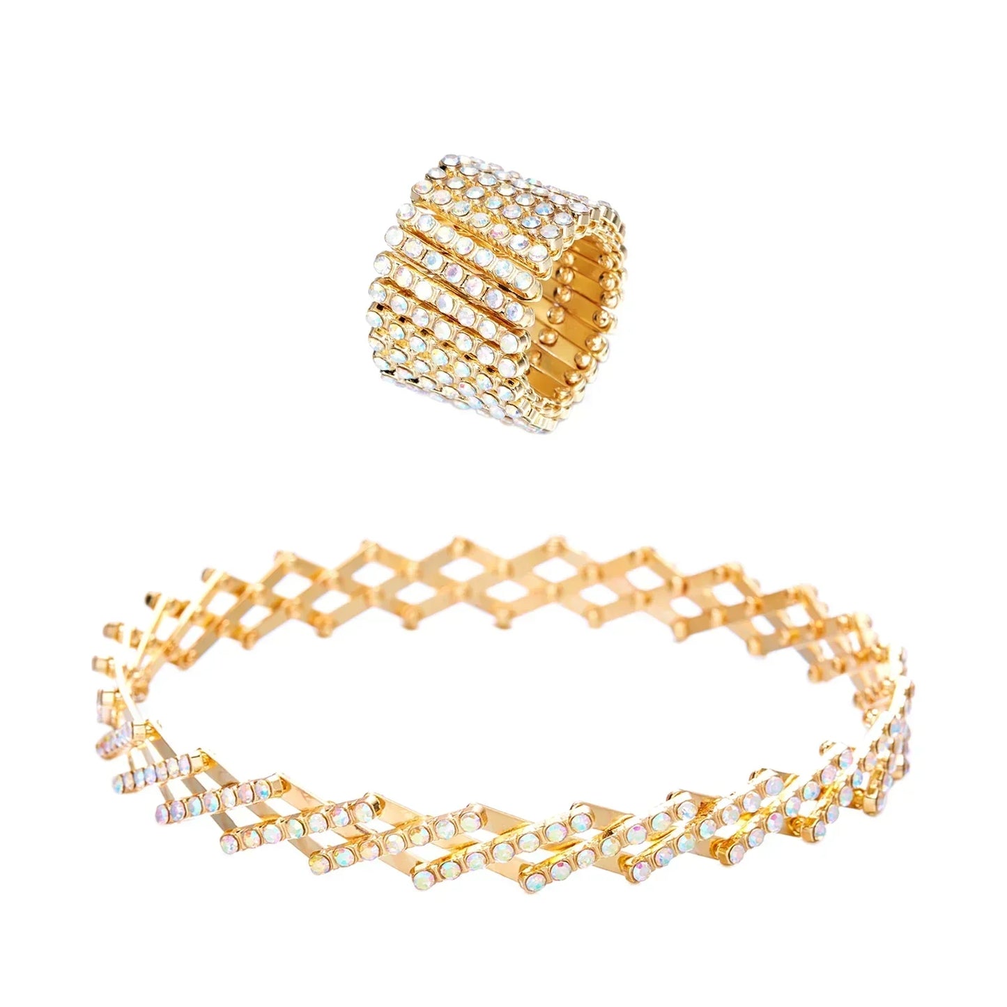 Carys™ Elegant Gold Finish Ring and Bracelet Set