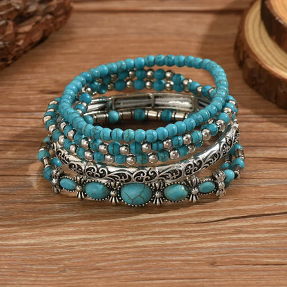 Selavienne™ Bohemian Bracelets with Green and Turquoise Beads