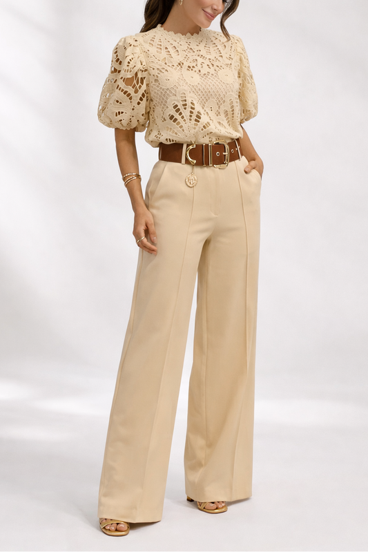 Sireva™ Elegant Blouse and Pants Set with Fluid Fall