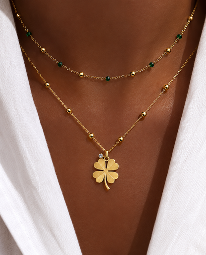 Xyla™ Clover Steel Collar in Elegant Gold Finish
