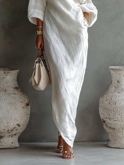 Linoretta™ Elegant One-Shoulder Maxi Dress with Flowing Fall