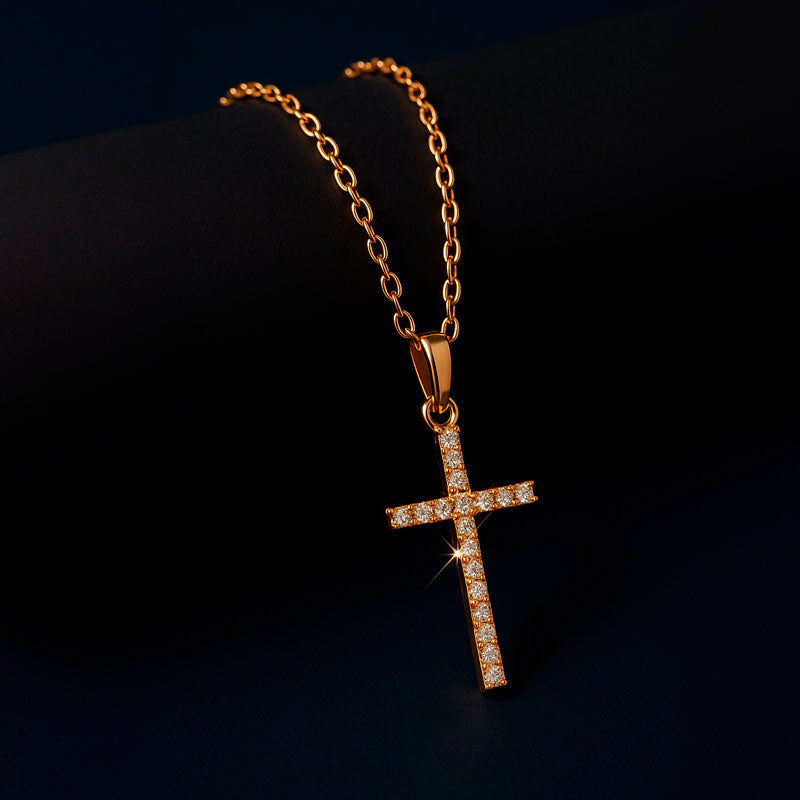 Delphine™ Minimalist Gold Finish Cross Necklace