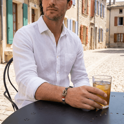 Porter™ Adjustable Cord Bracelet with Knot and French Flag Detail