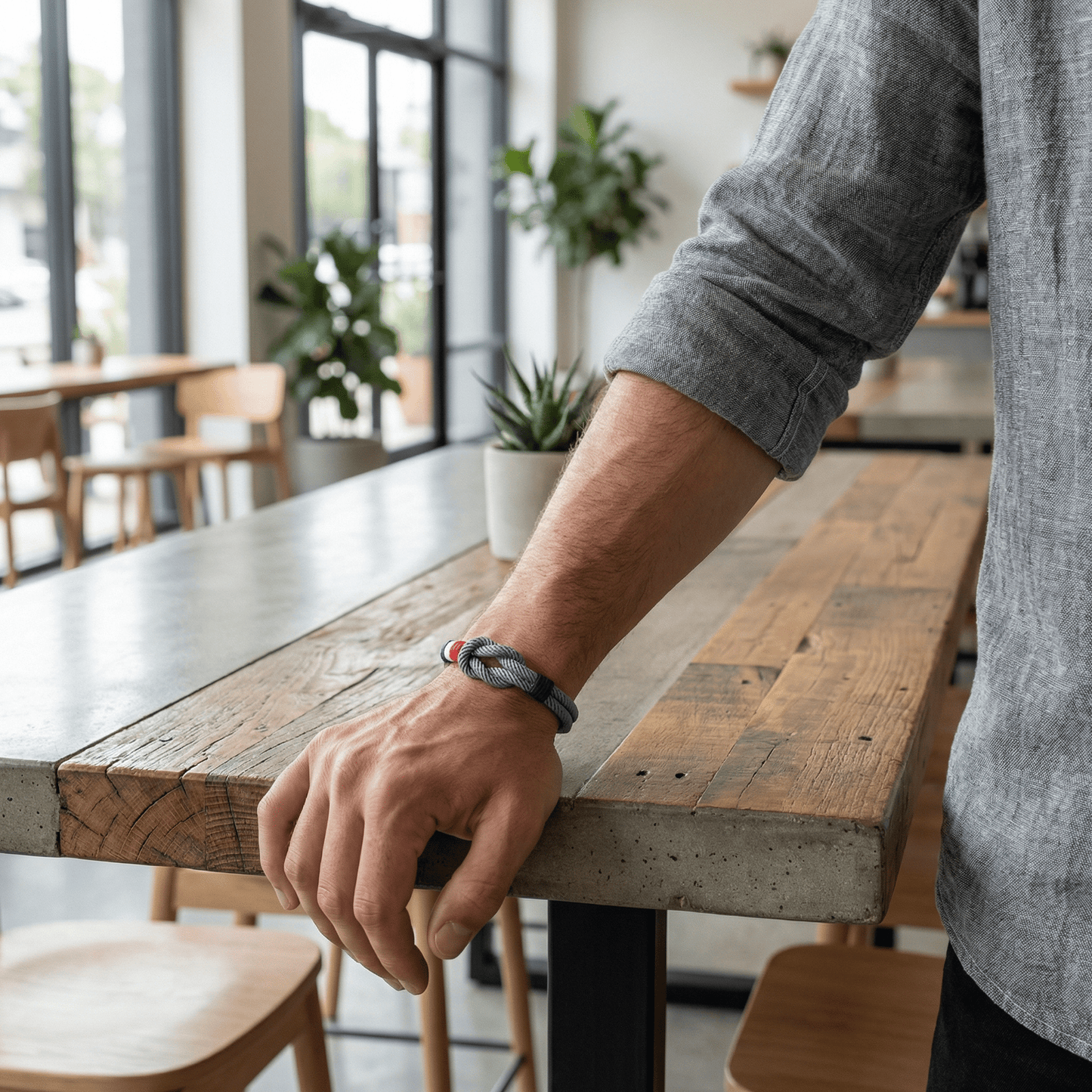 Porter™ Adjustable Cord Bracelet with Knot and French Flag Detail