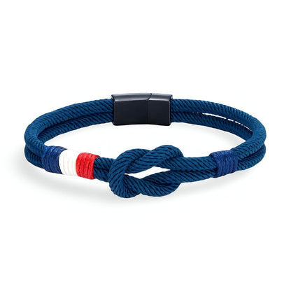 Porter™ Adjustable Cord Bracelet with Knot and French Flag Detail
