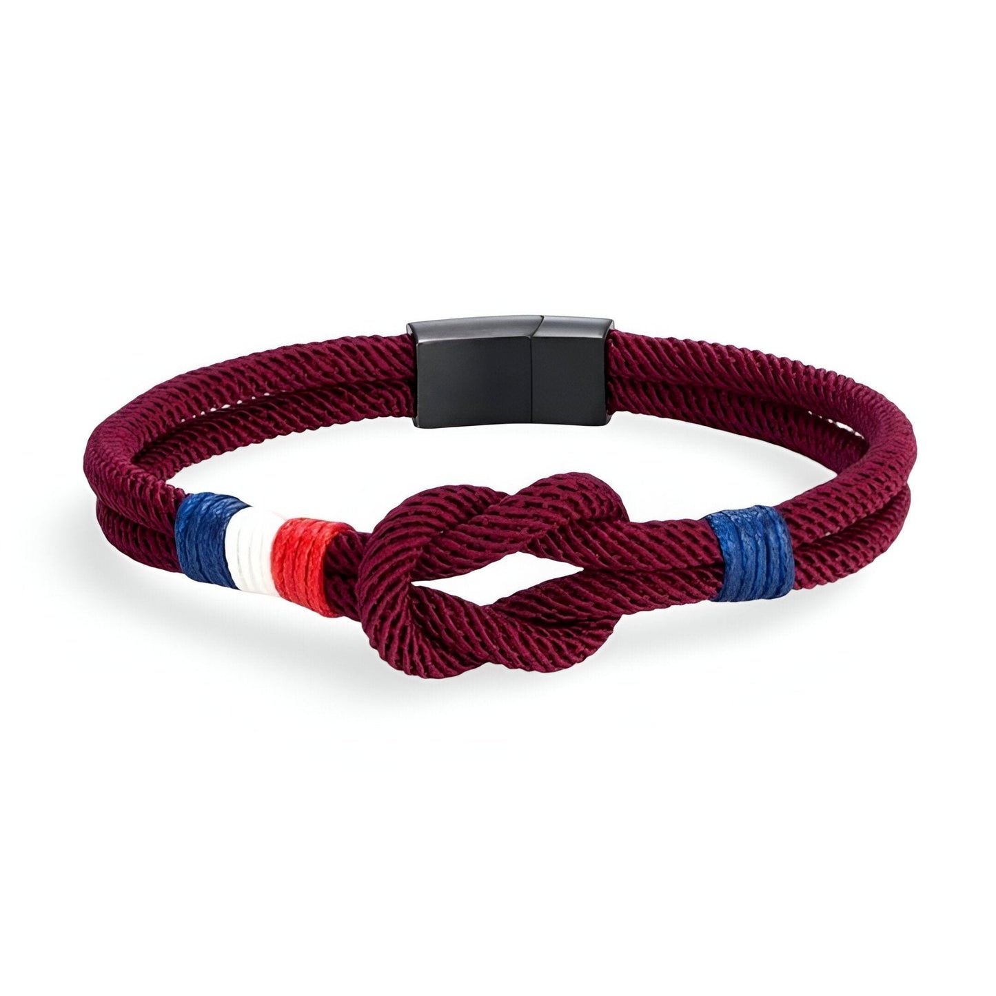 Porter™ Adjustable Cord Bracelet with Knot and French Flag Detail
