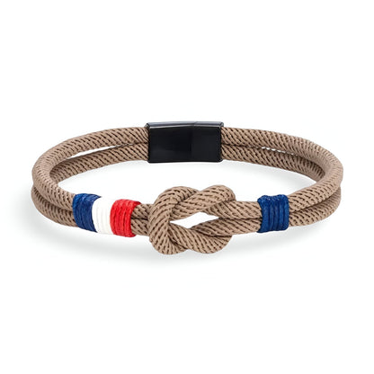 Porter™ Adjustable Cord Bracelet with Knot and French Flag Detail