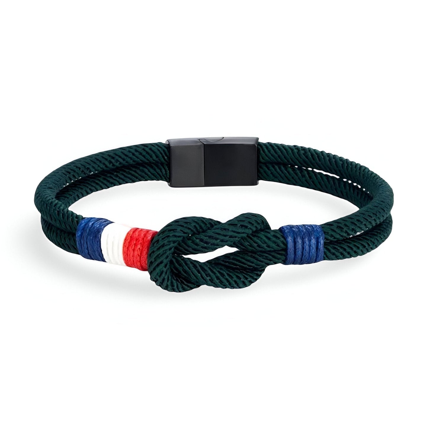 Porter™ Adjustable Cord Bracelet with Knot and French Flag Detail