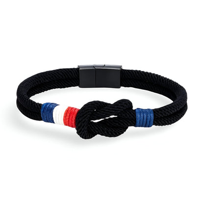 Porter™ Adjustable Cord Bracelet with Knot and French Flag Detail