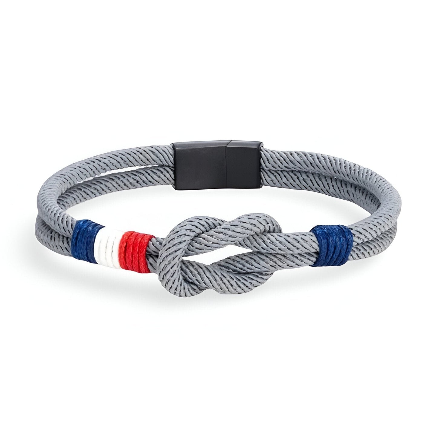 Porter™ Adjustable Cord Bracelet with Knot and French Flag Detail