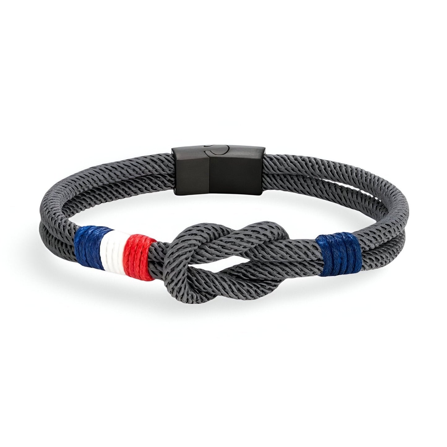 Porter™ Adjustable Cord Bracelet with Knot and French Flag Detail