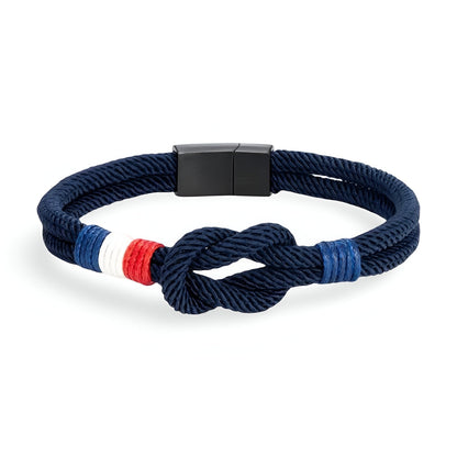 Porter™ Adjustable Cord Bracelet with Knot and French Flag Detail
