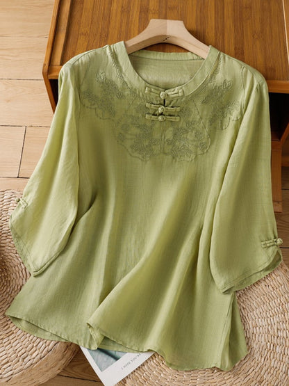 Della™ Top Floral Cotton and Linen for Women