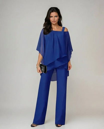 Orosette™ Modern asymmetrical top and wide-leg pants set