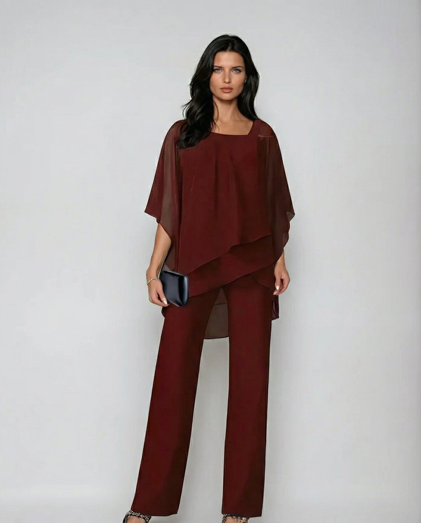 Orosette™ Modern asymmetrical top and wide-leg pants set