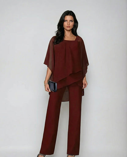 Orosette™ Modern asymmetrical top and wide-leg pants set