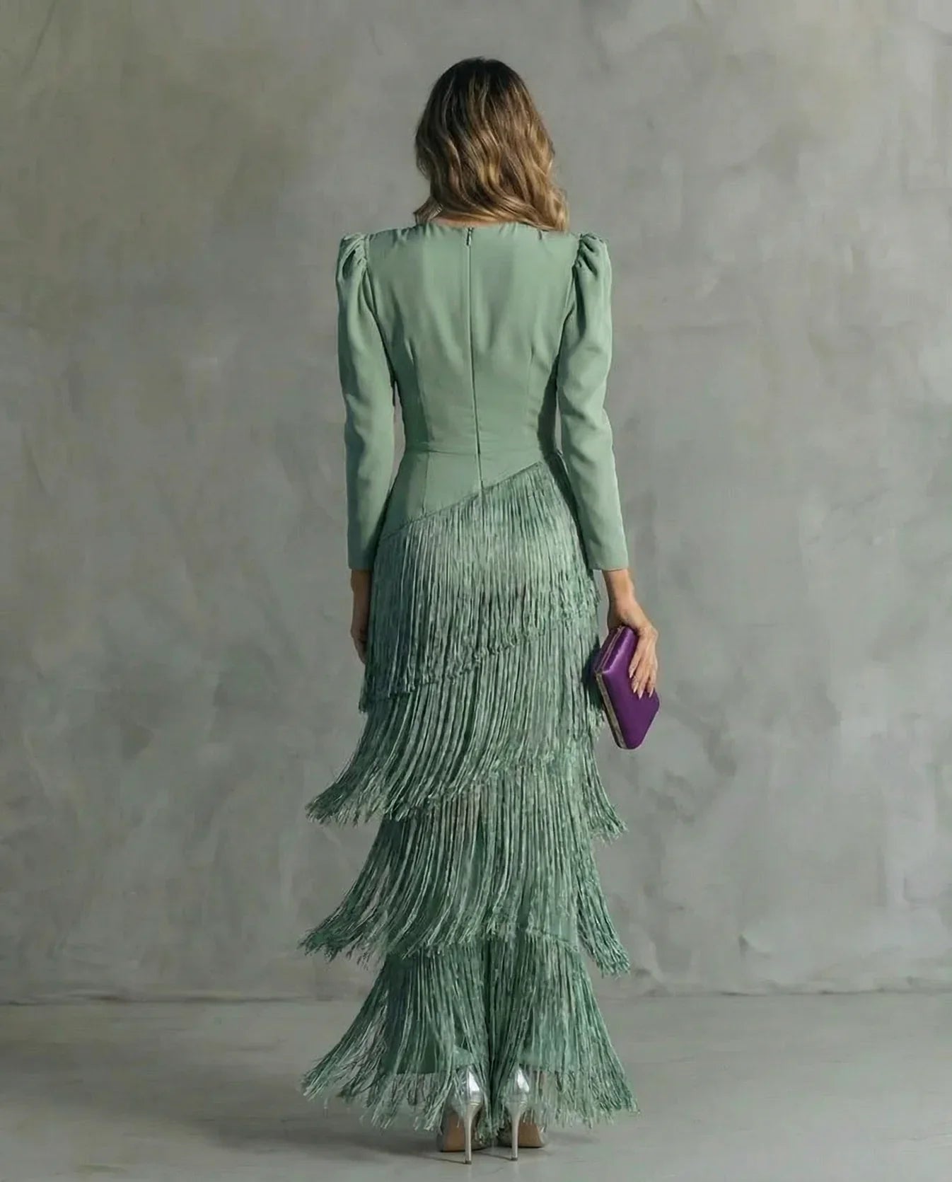 Sienna™ Elegant Dress with Fringe Sleeves