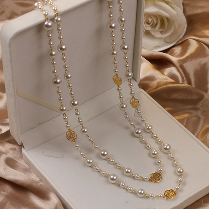 Darivienne™ Elegant Pearl Necklace with Gold Chain