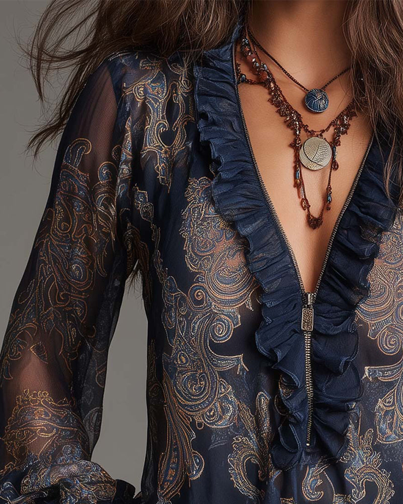 Arden™ Elegant Blouse with Half Zipper and Modern Cut